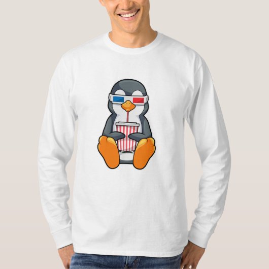 Penguin Cinema Glasses Drink bekertje T-shirt (Voorkant)