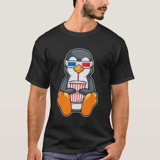 Penguin Cinema Glasses Drink bekertje T-shirt (Voorkant)