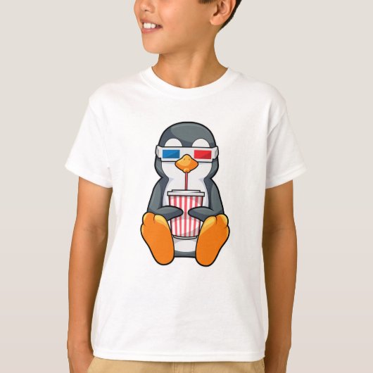 Penguin Cinema Glasses Drink bekertje T-shirt (Voorkant)