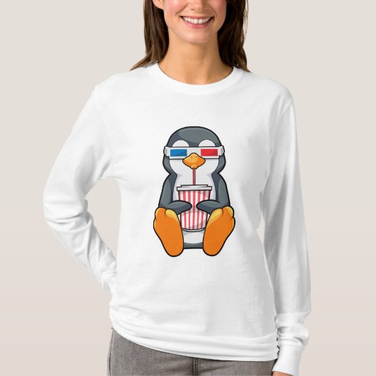 Penguin Cinema Glasses Drink bekertje T-shirt (Voorkant)