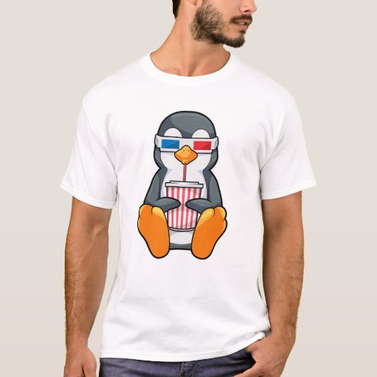 Penguin Cinema Glasses Drink bekertje T-shirt (Voorkant)