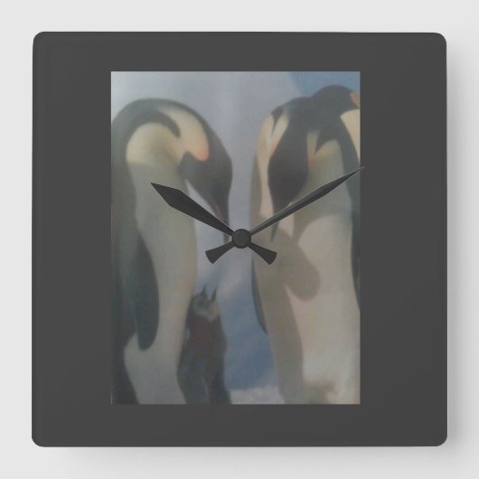 Penguin Clock Vierkante Klok (Voorkant)