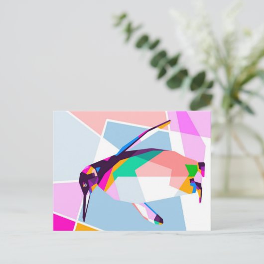 Penguin Color Geometric | Art Gift Aankondigingskaart (Staand voorkant)