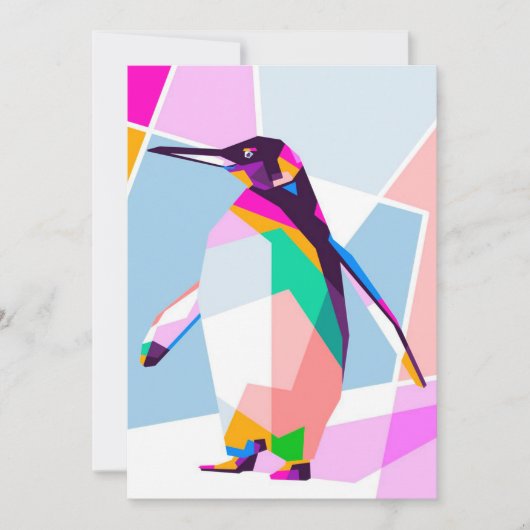 Penguin Color Geometric | Art Gift Feestdagenkaart (Voorkant)