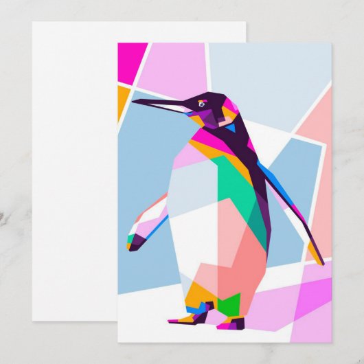 Penguin Color Geometric | Art Gift Feestdagenkaart (Voorkant / Achterkant)