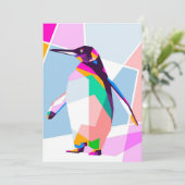 Penguin Color Geometric | Art Gift Feestdagenkaart (Staand voorkant)