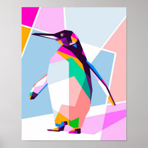 Penguin Color Geometric   Art Gift Poster
