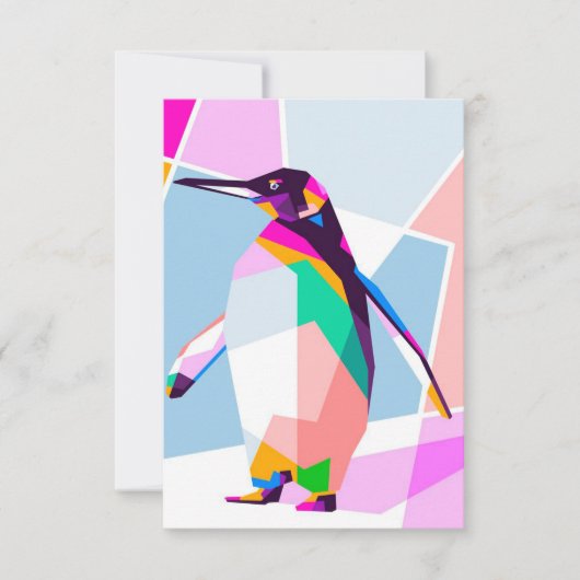 Penguin Color Geometric | Art Gift RSVP Kaartje (Voorkant)