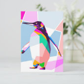 Penguin Color Geometric | Art Gift RSVP Kaartje (Staand voorkant)