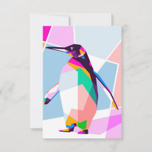 Penguin Color Geometric Art Gift RSVP Kaartje