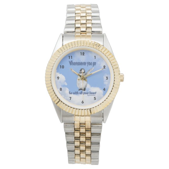 Penguin Confucius Attitude Quote Inspirerend Horloge (Voorkant)