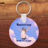 Penguin Confucius Inspirerend Quote Sleutelhanger (Voorkant)
