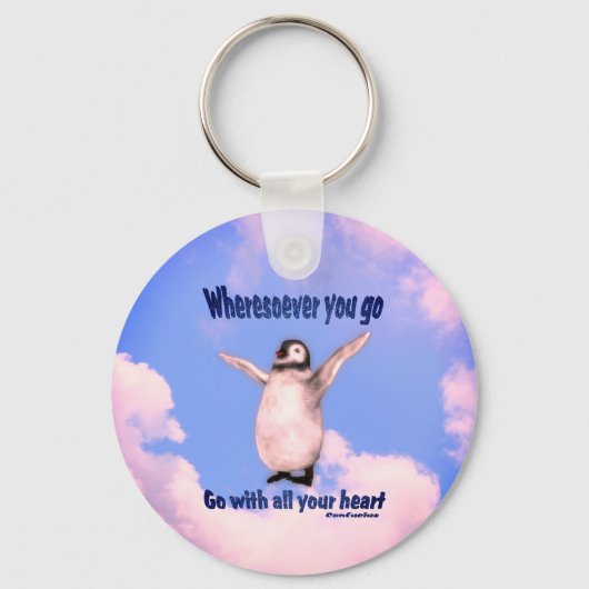 Penguin Confucius Inspirerend Quote Sleutelhanger (Achterkant)