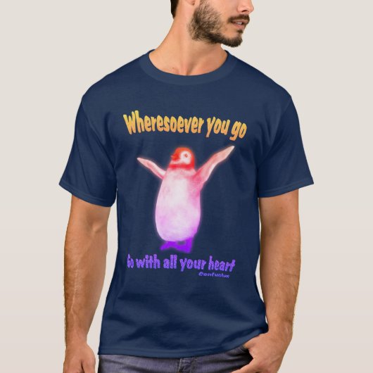 Penguin Confucius Inspirerend Quote T-shirt (Voorkant)