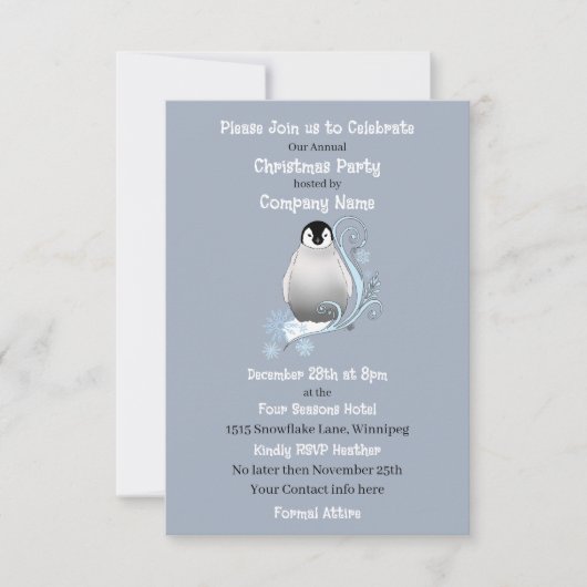 Penguin Corporate Kerstfeest Kaart (Voorkant)