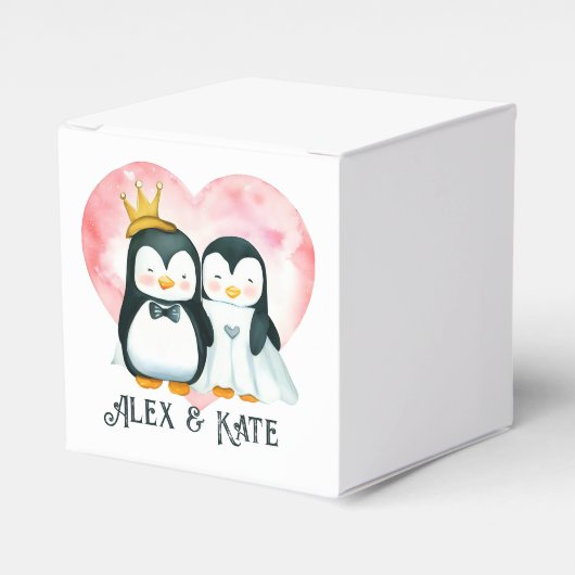 Penguin Couple Bedankdoosjes (Voorkant Zijde)