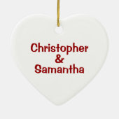 Penguin Couple Eerste KerstOrnament Keramisch Ornament (Achterkant)