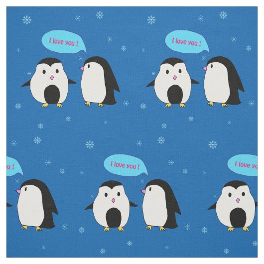 Penguin Couple Fabric Stof (Swatch)