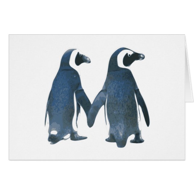 Penguin Couple Holding Hands (Voorkant Horizontaal)