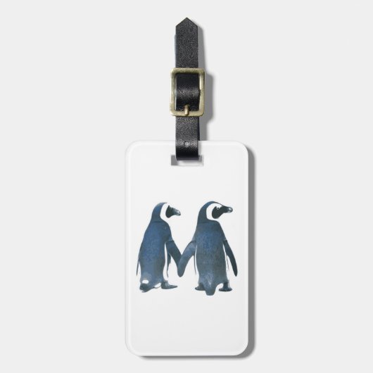 Penguin Couple Holding Hands Bagagelabel (Voorkant verticaal)