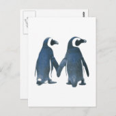 Penguin Couple Holding Hands Briefkaart (Voorkant / Achterkant)