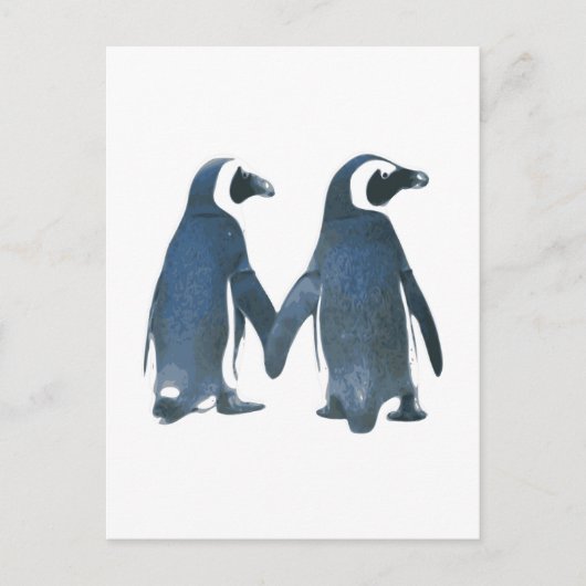 Penguin Couple Holding Hands Briefkaart (Voorkant)