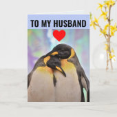 PENGUIN COUPLE HUSBAND BIRTHDAY Wenskaart Kaart (Gele Bloem)