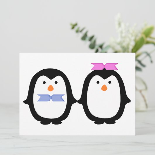 Penguin Couple Kaart (Staand voorkant)