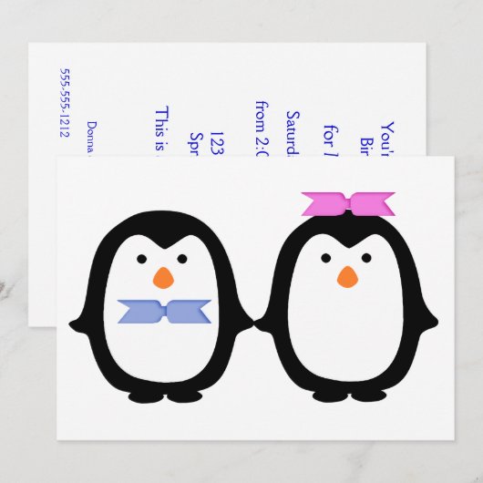 Penguin Couple Kaart (Voorkant / Achterkant)