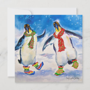 Penguin Couple-kerstkaart Feestdagenkaart