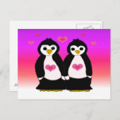 Penguin Couple met hart Briefkaart (Voorkant / Achterkant)