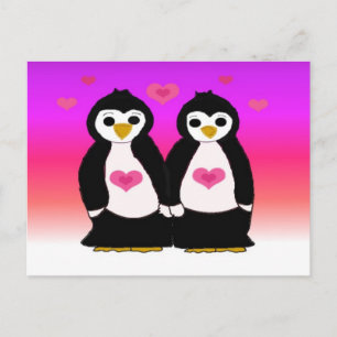 Penguin Couple met hart Briefkaart