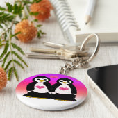 Penguin Couple met hart Sleutelhanger (Zijkant)