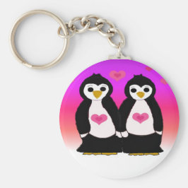 Penguin Couple met hart Sleutelhanger