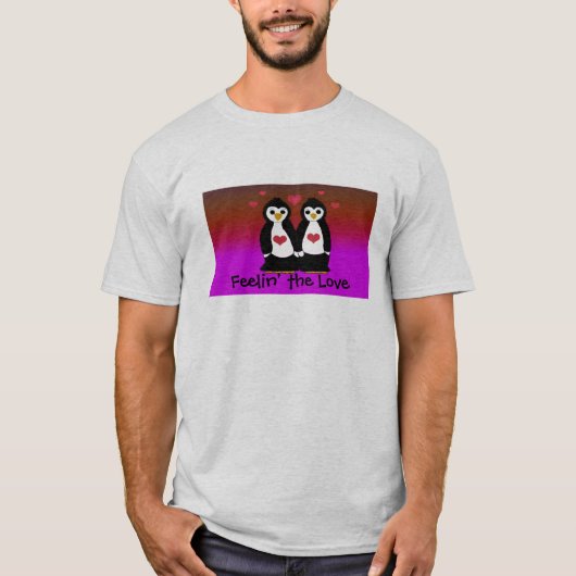 Penguin Couple met hart T-shirt (Voorkant)