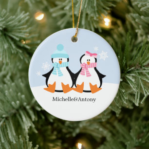 Penguin Couple Ornaments Keramisch Ornament