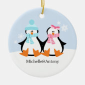 Penguin Couple Ornaments Keramisch Ornament (Voorkant)