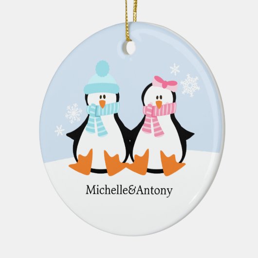 Penguin Couple Ornaments Keramisch Ornament (Links)