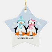 Penguin Couple Ornaments Keramisch Ornament (Voorkant)