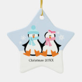 Penguin Couple Ornaments Keramisch Ornament (Achterkant)