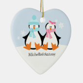 Penguin Couple Ornaments Keramisch Ornament (Rechts)