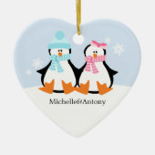 Penguin Couple Ornaments Keramisch Ornament (Voorkant)