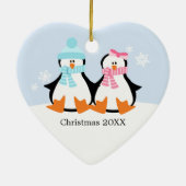Penguin Couple Ornaments Keramisch Ornament (Achterkant)