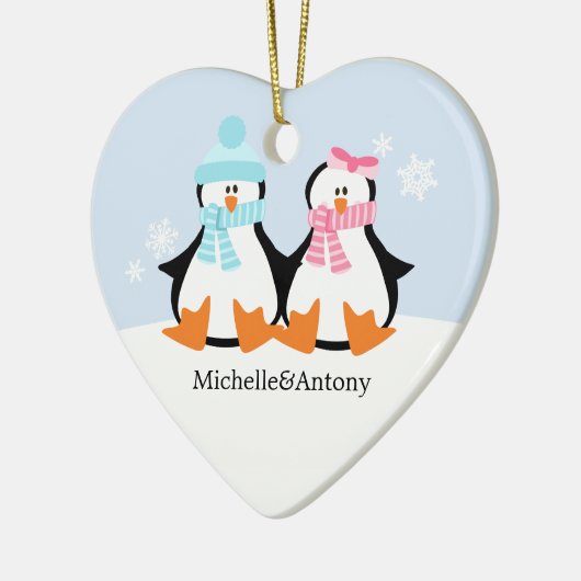 Penguin Couple Ornaments Keramisch Ornament (Links)