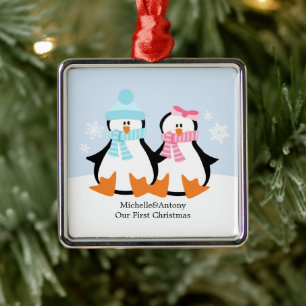 Penguin Couple Ornaments Metalen Ornament