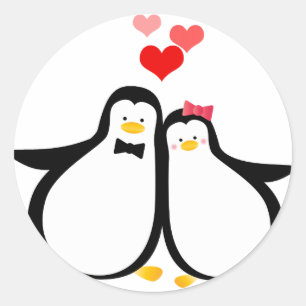 Penguin Couple Ronde Sticker
