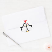 Penguin Couple Ronde Sticker (Envelop)