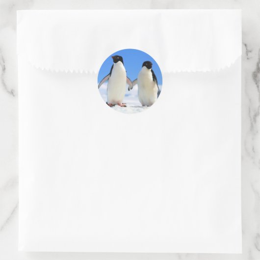 Penguin Couple Ronde Sticker (Tas)