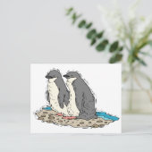 Penguin Couple Sandy Beach Briefkaart (Staand voorkant)