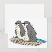 Penguin Couple Sandy Beach Briefkaart (Voorkant / Achterkant)